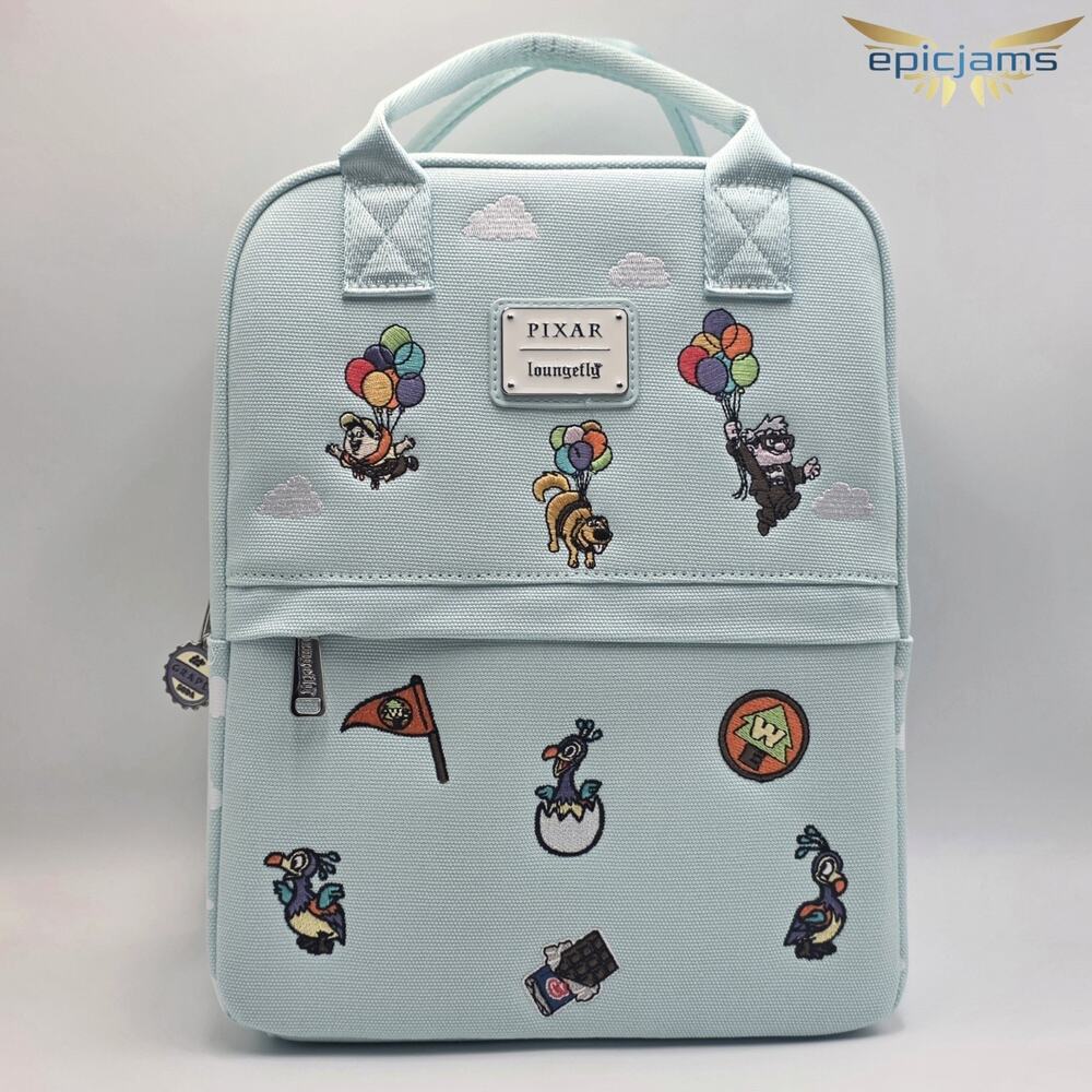Loungefly Disney Pixar Up Embroidered Icons Canvas Mini Backpack New